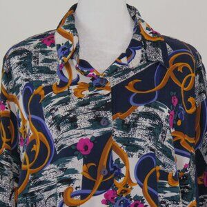 Pasta Women's Multicolor Long-Sleeve Button-Up Tunic Size L (C1791)